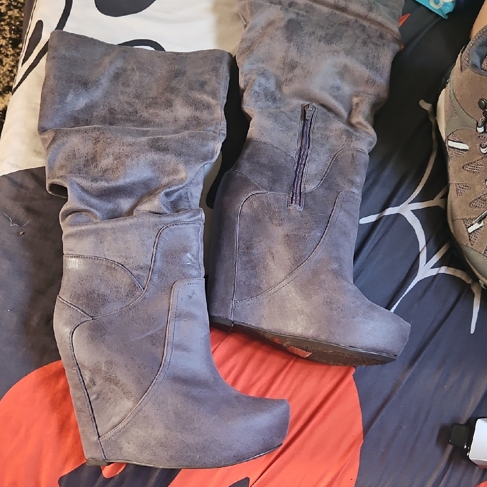 Jessica Simpson Over the Knee Charcoal Boots